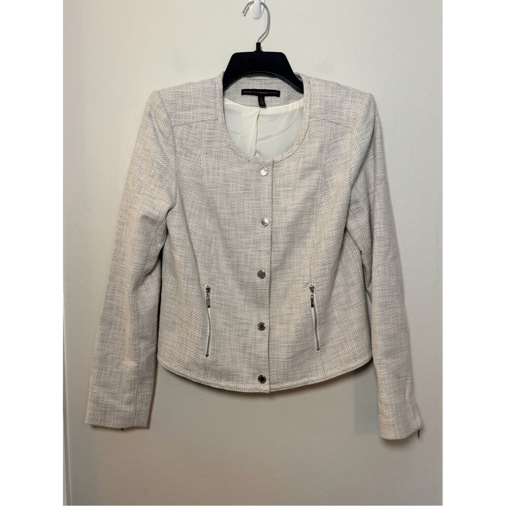 White House Black Market Snap Front Textured Jacket - Size 6
